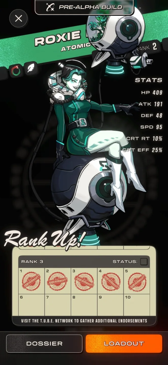 T.U.B.E. Network rank-up screen